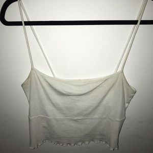 Brandy Melville white frilly detailed tank top